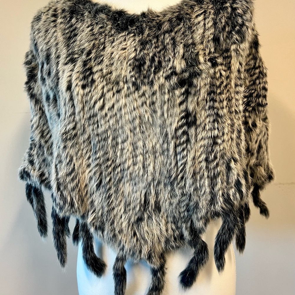 Metric knits rabbit fur cape